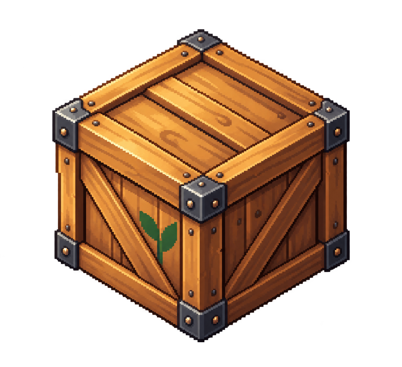 A wooden crate reinforced with metal fittings